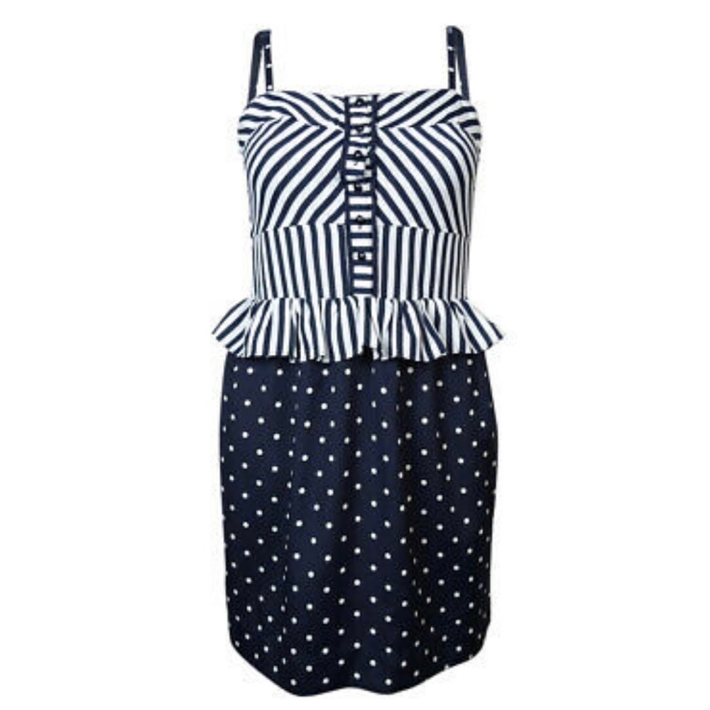 SUGARLIPS multi pattern spaghetti peplum dress size medium